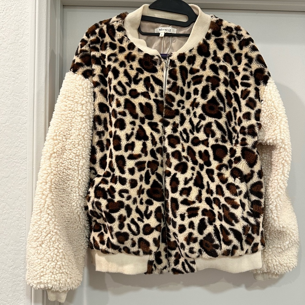 Cheetah Sherpa Zip Up Jacket